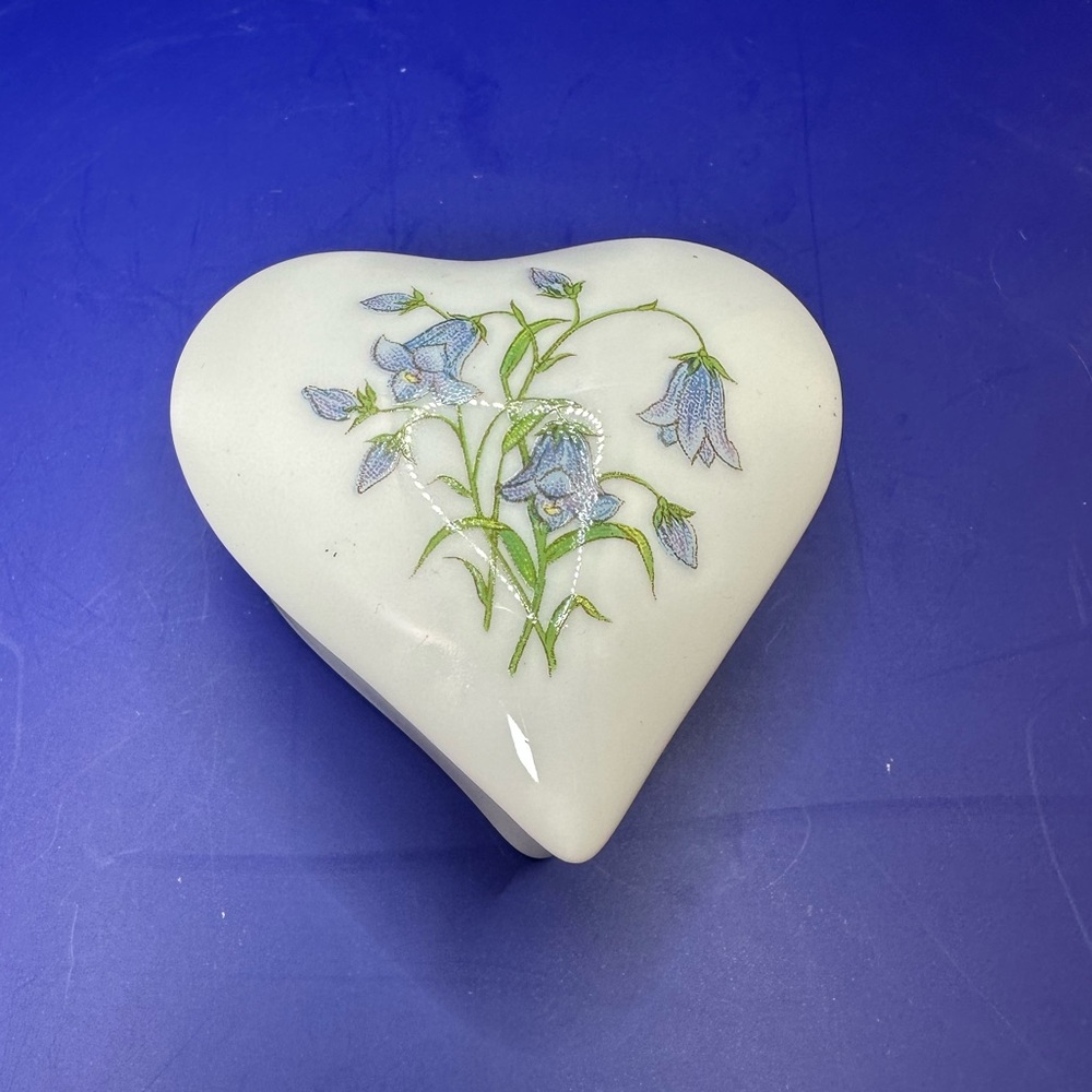 Limoges Porcelain Heart-Shaped Floral Trinket Box.